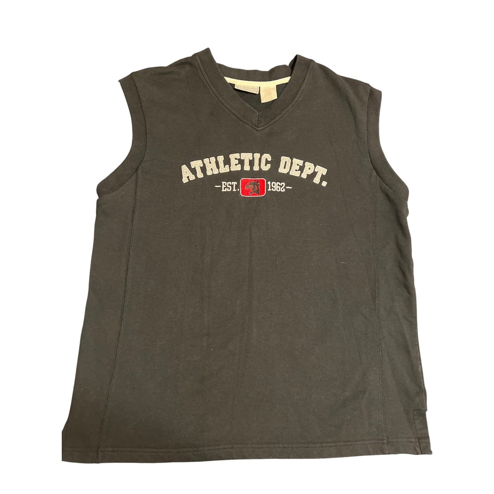 Athletic Works Mens Black V-Neck Sleeveless Sweatshirt Vest Athletic Dept Medium